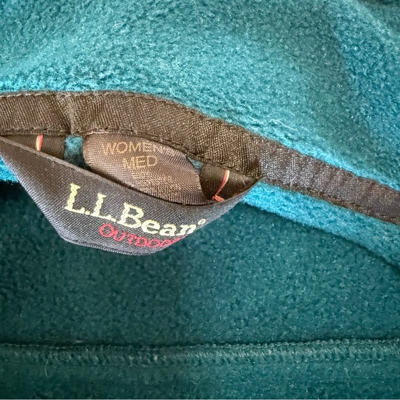 LL Bean Sleeveless Front Zip Teal‎ Fleece Vest Size Medium - Picture 4 of 4